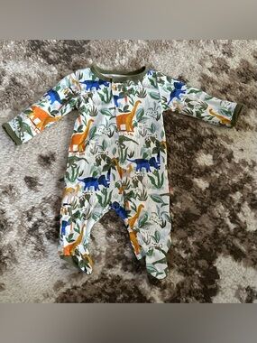 Magnetic Me Dino Print Footed One-Piece in Blue, Orange, Green